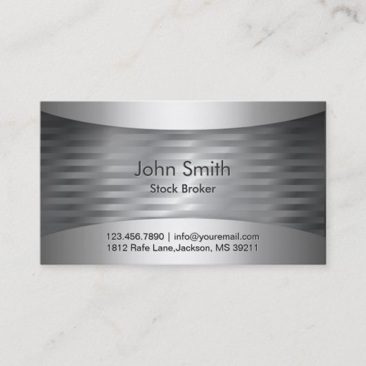 Stock Broker Modern Metal Achtergrond Visitekaartje (Voorkant)