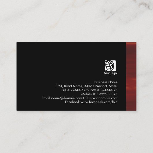 Stock Broker Vet Zwart Abstract Zonsondergang Grad Visitekaartje (Achterkant)