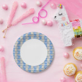 Stock Candystripe Blue Tan Papieren Bordje (Feest)
