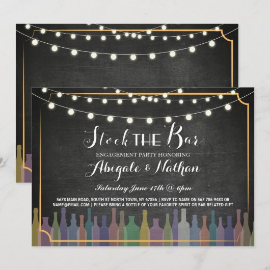 Stock De Bar Chalk Couple's Douche Uitnodiging (Voorkant / Achterkant)