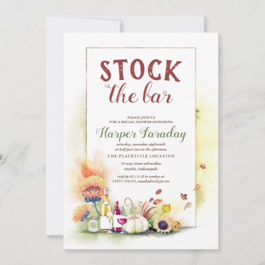 Stock De Bar Herfst Oogst Pompoenen Vrijgezellenfe Kaart (Voorkant)