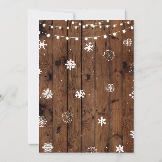 Stock De Bar Kerstmis Snowflake Hout Uitnodiging (Achterkant)