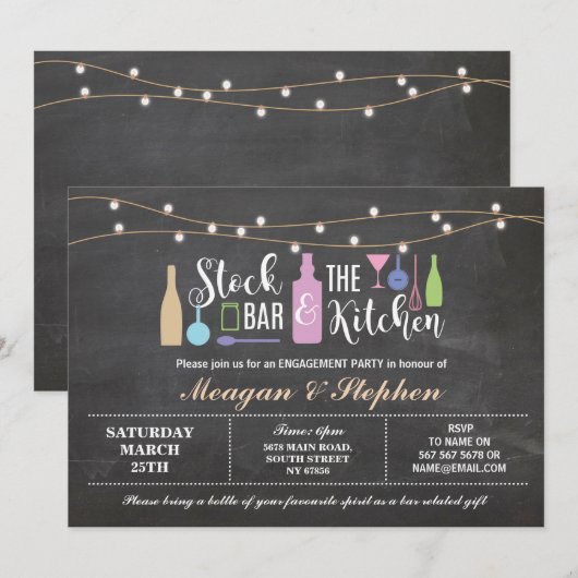 Stock De Bar & Keuken Engagement Party Koppels Kaart (Voorkant / Achterkant)