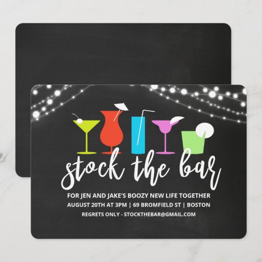 Stock de Bar Koppels Coed Shower Uitnodiging (Voorkant / Achterkant)