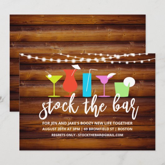 Stock de Bar Koppels Coed Shower Uitnodiging (Voorkant / Achterkant)