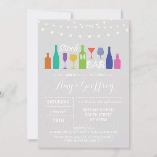 Stock De Bar Krijt Grijs Verloving Uitnodiging (Voorkant)