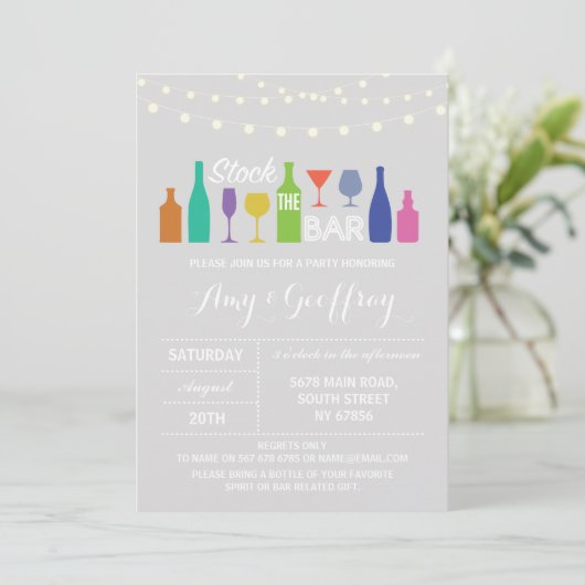 Stock De Bar Krijt Grijs Verloving Uitnodiging (Staand voorkant)