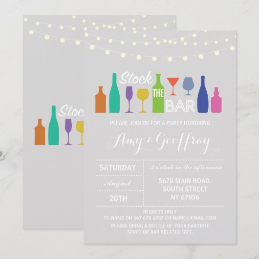 Stock De Bar Krijt Grijs Verloving Uitnodiging (Voorkant / Achterkant)