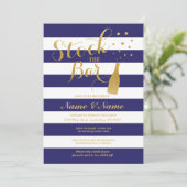 Stock De Bar Paren Douche Party Stripe Uitnodigen Kaart (Staand voorkant)