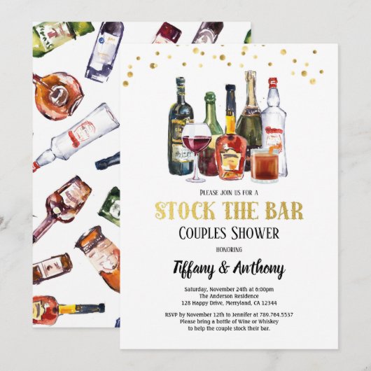 Stock De Bar Paren Douche Wit & Goud Kaart (Voorkant / Achterkant)