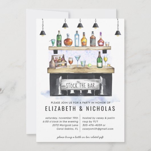 Stock de Bar | Trouwfeest Uitnodiging voor Koppels (Voorkant)