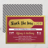 Stock de bar uitnodiging bordeaux en goud (Voorkant / Achterkant)