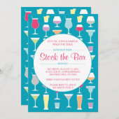 Stock de Bar Uitnodiging in Blauw (Voorkant / Achterkant)