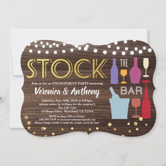 Stock de bar uitnodiging koppels douche rustiek (Voorkant)