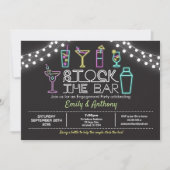 Stock de bar uitnodiging neon verlovingsfeest (Voorkant)