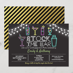 Stock de bar uitnodiging neon verlovingsfeest