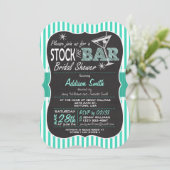 Stock de Bar Vrijgezellenfeest; Aqua Stripes Kaart (Staand voorkant)