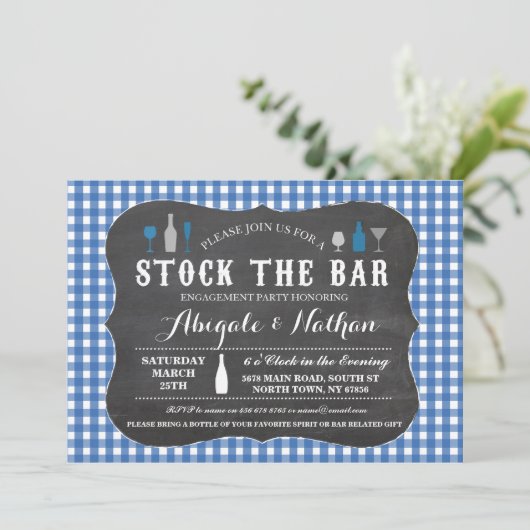 Stock De Blauwe Uitnodiging van het Verlovingsfees (Staand voorkant)