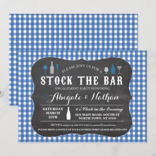 Stock De Blauwe Uitnodiging van het Verlovingsfees (Voorkant / Achterkant)