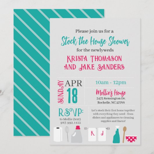 Stock de Huis Bruiloft Kaart (Voorkant / Achterkant)