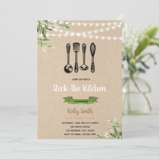 Stock de keuken bruids douche uitnodiging (Staand voorkant)