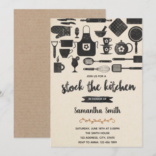 Stock de keuken bruids douche Uitnodiging (Voorkant / Achterkant)