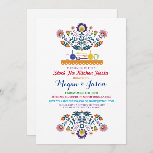 Stock De Keuken Fiesta Parenfeest Uitnodiging (Voorkant / Achterkant)