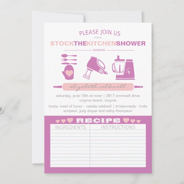 Stock De Keuken Moderne Bruidsuitnodiging | Fuchsi (Voorkant)