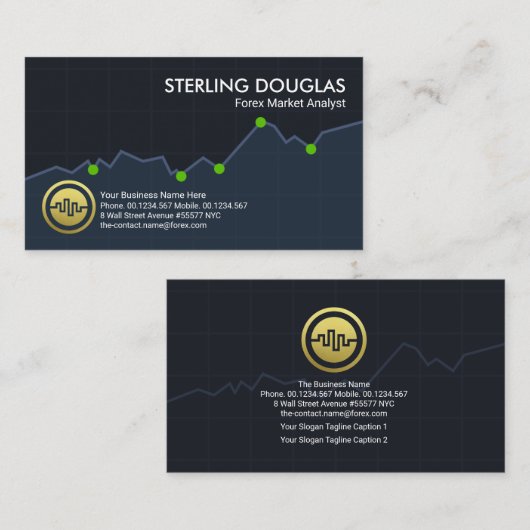 Stock Exchange Graph Forex Dealer Visitekaartje (Voorkant / Achterkant)