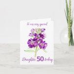 Stock flowers purple daughter 40th birthday card kaart<br><div class="desc">Personalize this card for an extra special touch to suit your needs. Night scented stock flowers purple themed birthday card,  Daughter 50 years card. Artwork is adapted from an origineel watercolour painting by Sarah Trett.</div>