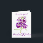 Stock flowers purple daughter 40th birthday card kaart<br><div class="desc">Personalize this card for an extra special touch to suit your needs. Night scented stock flowers purple themed birthday card,  Daughter 50 years card. Artwork is adapted from an origineel watercolour painting by Sarah Trett.</div>