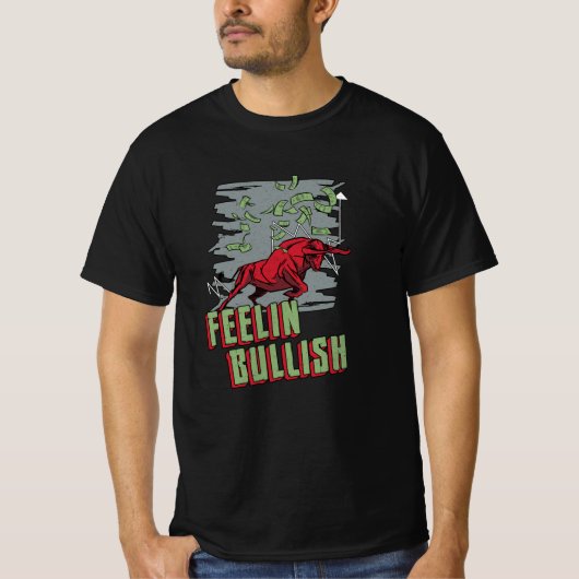 Stock Market Feelin Bullish Trading Bull Trader T-shirt (Voorkant)