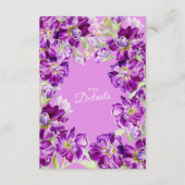 Stock paarse bloemen bruiloft details met QR-code Informatiekaartje (Voorkant)