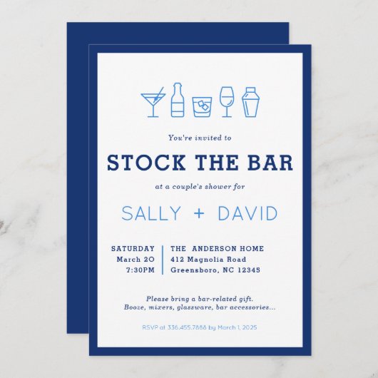 Stock The Bar Couple's Shower Invitation (Voorkant / Achterkant)
