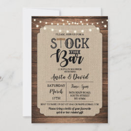 Stock The Bar Feest Koppel Bruiloft Satijnen Hout Kaart
