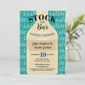 Stock The Bar Koppel Bruiloft Munt Fles Modern Kaart (Staand voorkant)