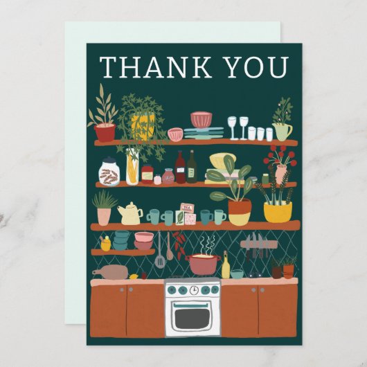 STOCK THE KITCHEN Bridal Shower CUSTOM Cute Bedankkaart (Voorkant / Achterkant)