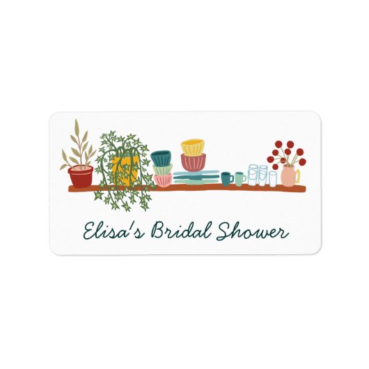 STOCK THE KITCHEN Bridal Shower CUSTOM Cute Etiket (Voorkant)