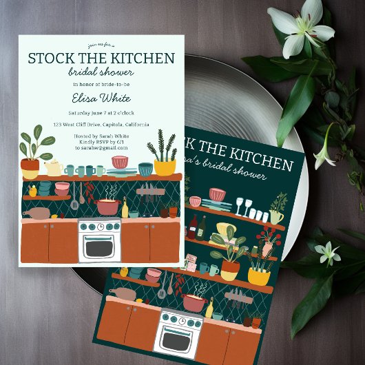 STOCK THE KITCHEN Bridal Shower Cute CUSTOM Kaart