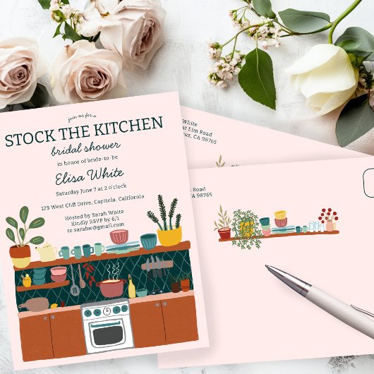 STOCK THE KITCHEN Bridal Shower Cute CUSTOM Uitnodiging Briefkaart