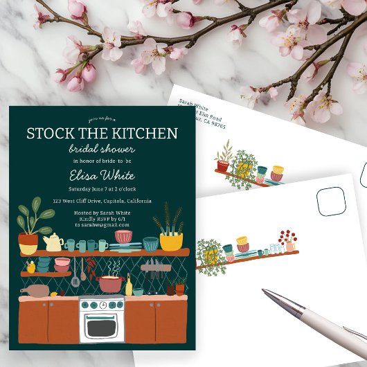 STOCK THE KITCHEN Bridal Shower Cute CUSTOM Uitnodiging Briefkaart