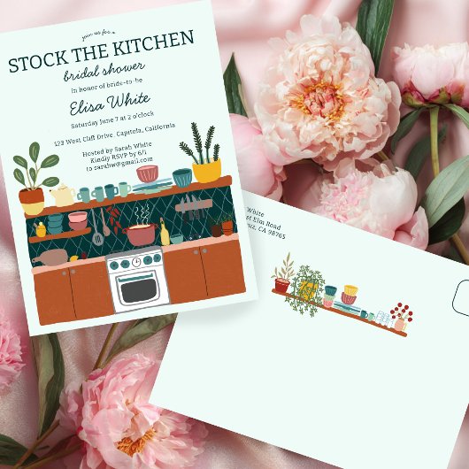 STOCK THE KITCHEN Bridal Shower Cute CUSTOM Uitnodiging Briefkaart