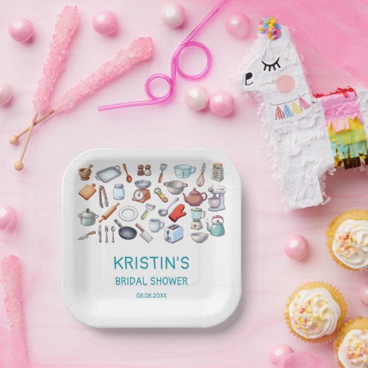 Stock the Kitchen Bridal Shower Kitchen Utensils  Papieren Bordje (Feest)