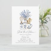 Stock The Kitchen Chinoiserie Blue Bridal Shower Kaart (Staand voorkant)