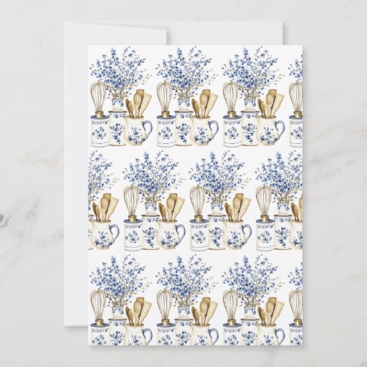 Stock The Kitchen Chinoiserie Blue Bridal Shower Kaart (Achterkant)