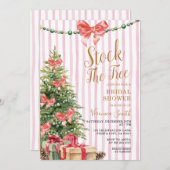 Stock The Tree Christmas Pink Bow Bridal Shower Kaart (Voorkant / Achterkant)