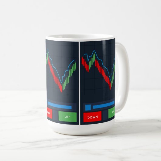Stock Trader Koffie Mok met Kandelaar Grafiek (Voorkant rechts)