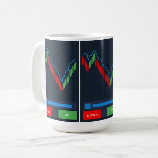 Stock Trader Koffie Mok met Kandelaar Grafiek (Voorkant links)