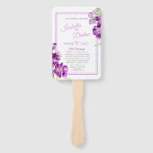 Stockbloemen paars waterverf trouwprogramma handwaaier (Voorkant)