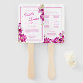 Stockbloemen roze waterverf trouwprogramma handwaaier (Voorkant en achterkant)